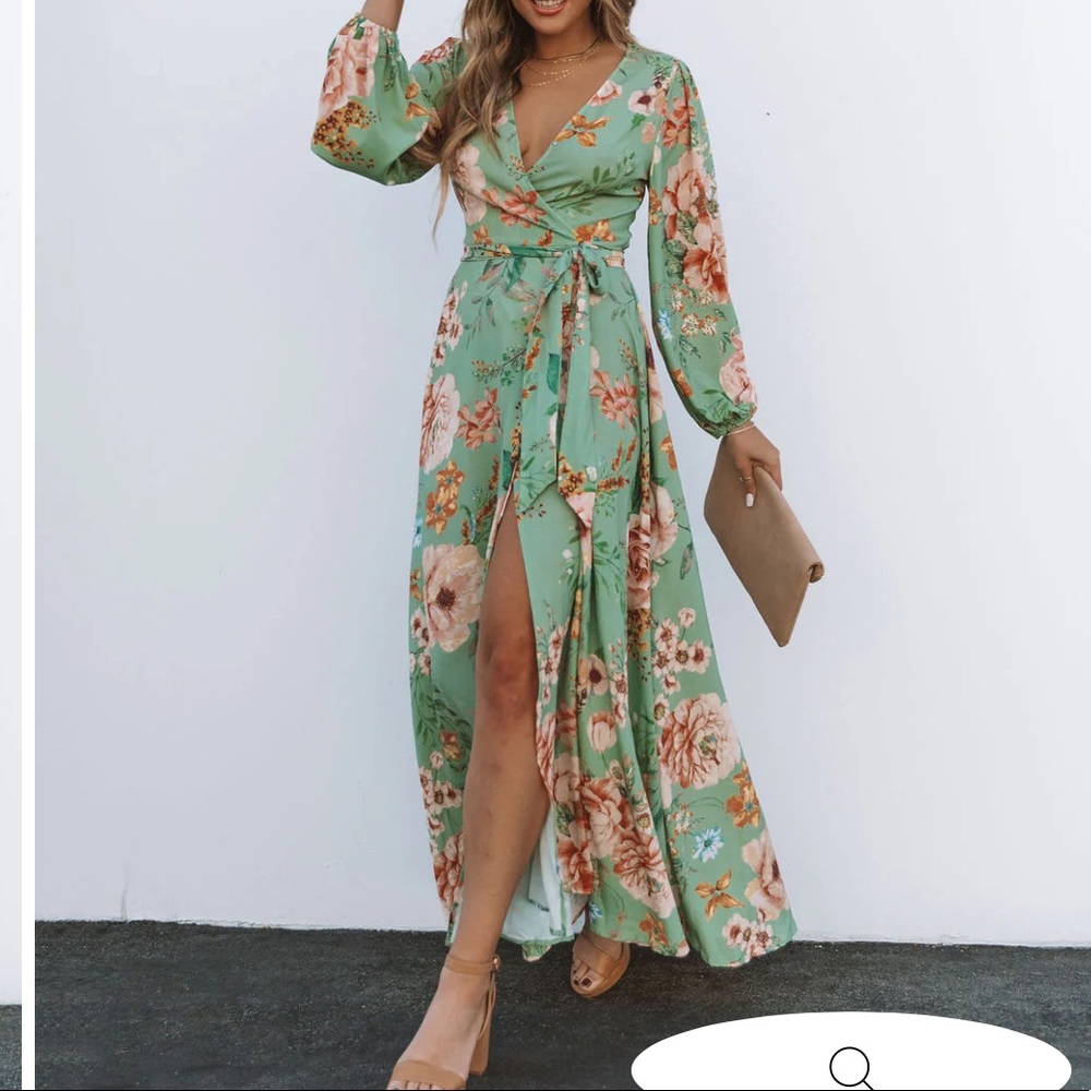 FLORAL WRAP MAXI DRESS XS
